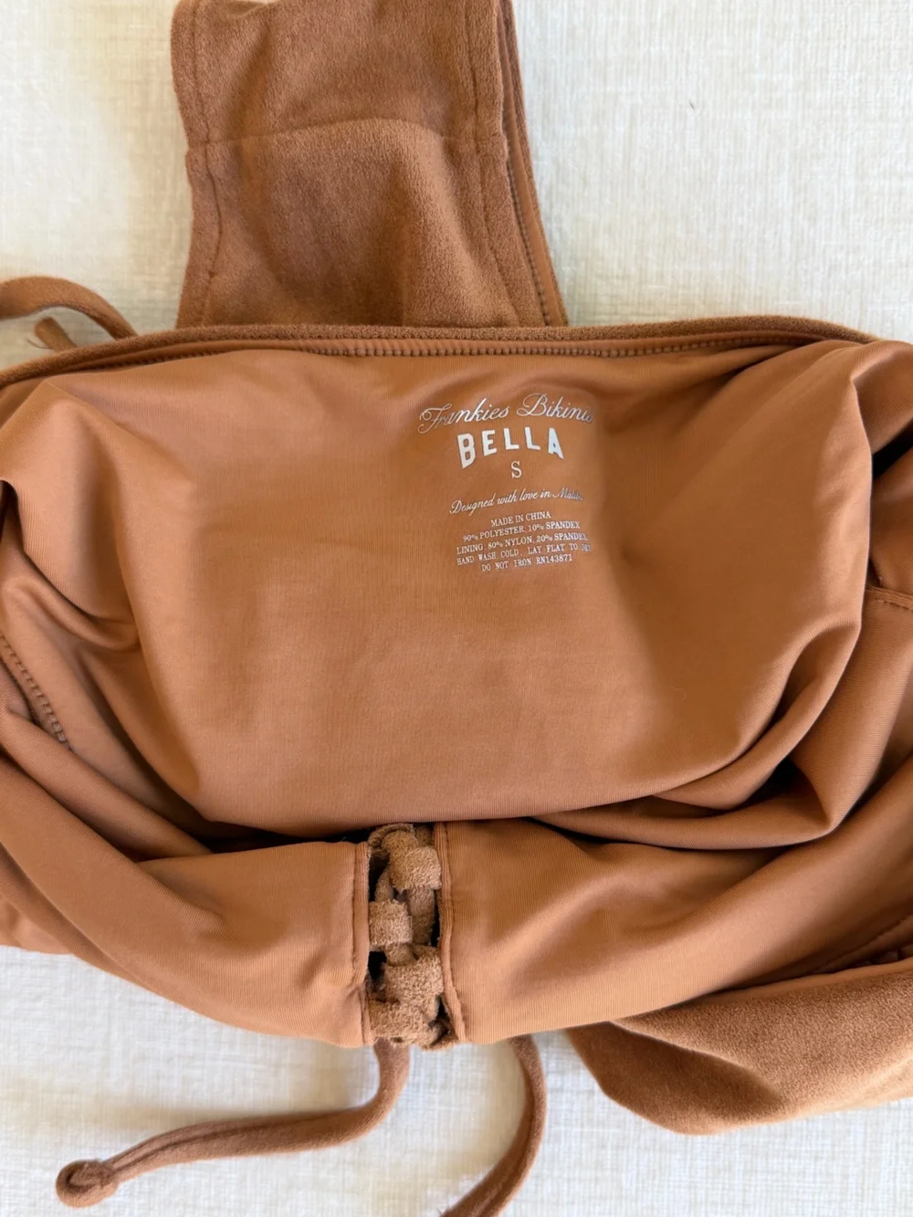 Frankie’s Bikinis x Bella Hadid Barrel Suede One Piece Swimsuit